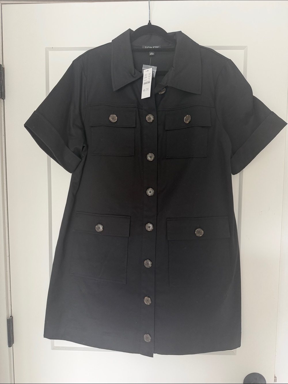 J.Crew Black Button-Up Collared Mini Dress - sz 12